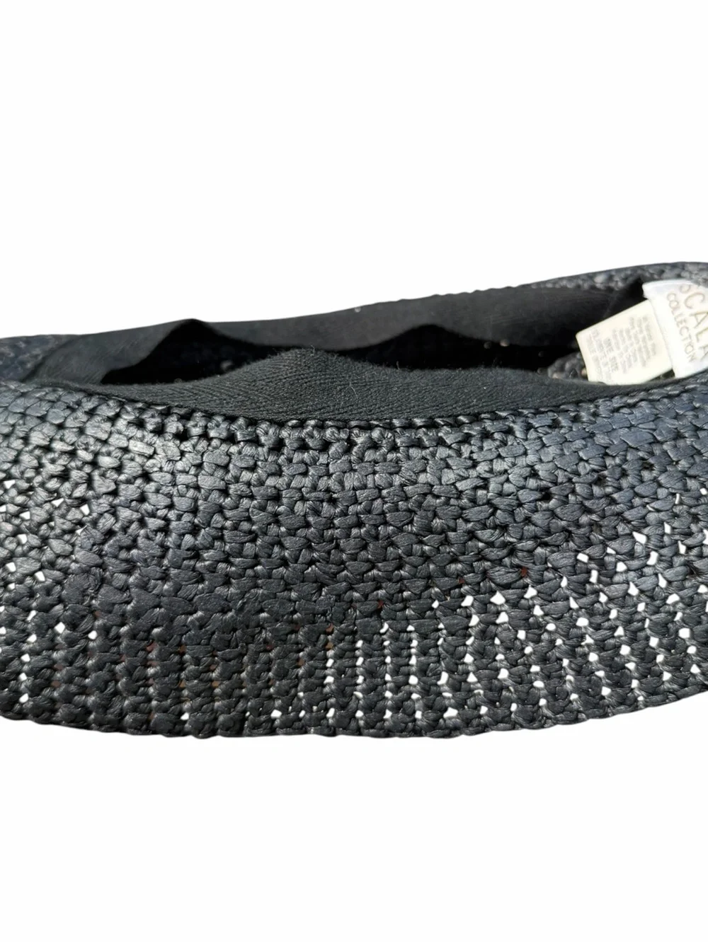 The Scala Collection Black Woven Straw Sun Hat Wide Brim Bucket Cloche One Size
